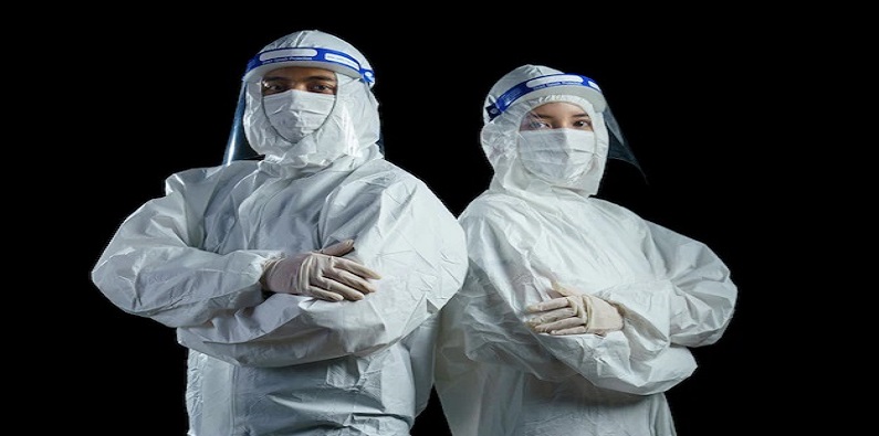 industry safety with a disposable biohazard suit